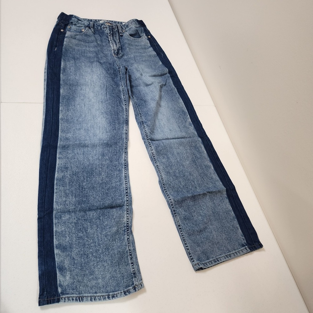 Oat New York Sz 6 28 Cloud Lux Denim 2 Tone Stripe Side